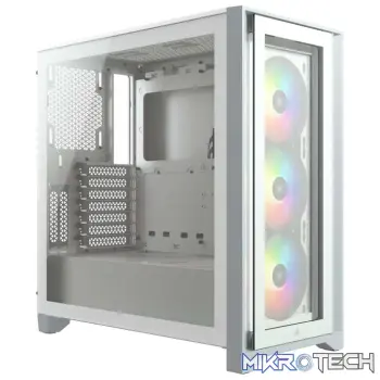 Corsair iCUE 4000X RGB Tempered Glass Mid Tower E-ATX Case  White